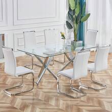 Cantilever Chair, Chrome-Plated Metal Frame, Maximum Load 120 Kg, Soft Padding And Faux Leather Upholstery, White. (Set Of 4) - White - View 4