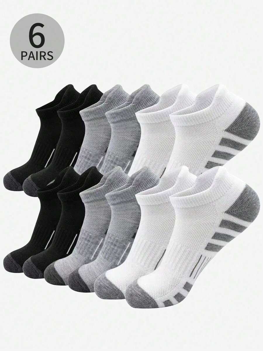 1/3/6 双男士袜子、运动袜、篮球袜、足球袜、隐形袜、白袜子、短袜、黑袜子、低帮袜、踝袜、双层防滑设计、吸湿排汗、柔软、适合商务、休闲、户外运动、学院风、四季日常穿着、隐形袜和短袜适合健身穿着