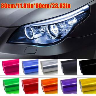 1pc 30x60cm/11.81x23.62in Car Headlight Film, Gloss Vinyl Wrap Sticker, Matte Tint Tail Light Smoke Film For Motorcycle Headlight Protection