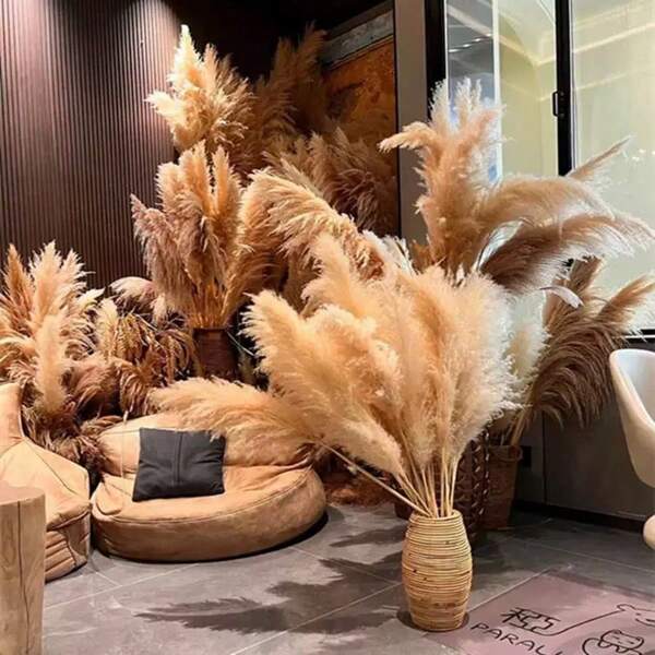 Buquê de capim-dos-pampas natural de 23,62/39,37 polegadas, decoração de flores de palha de trigo estilo boho, capim-dos-pampas fofo para decoração de casa, enchimento de vaso de chão, decoração de parede, café e mesa de fazenda - ideal para Natal, Halloween, Páscoa, Ação de Graças, formatura - presentes em massa para aniversário, decoração de outono, outono