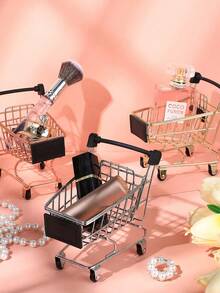 Decora tu vida elegante | Decoración realista de carrito de compras de color acero, sirve tanto como organizador de tocador como un accesorio lindo para el juego de roles de los niños, agrega diversión a cualquier rincón. - Multicolor - Ver 8