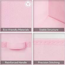 Cubos de tela para almacenamiento, paquete de 3, divertidos cubos de almacenamiento duraderos de colores con asas, cestas plegables para el hogar, color rosa - Rosa - Ver 7