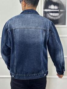 Men's Fashionable Casual Street Style Personalized Young Sports College Street Denim Jacket - Blue - View 5