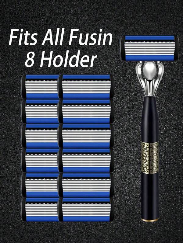 Rasoio manuale a 8 lame con 8 testine di ricambio, lame in acciaio inossidabile anti-graffio