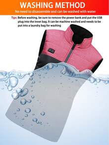 Women's Casual Color Block Heated Vest, Dual Control 4 Heating Zones, Winter Warm Heated Jacket