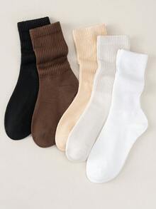 1/3/6/15/20 perechi de șosete de iarnă/toamnă pentru femei, ciorapi stratificați, șosete tricotate casual de toamnă și iarnă, șosete Scrunchie pentru femei, șosete casual, culoare Maillard, șosete albe simple pentru femei - Multicolor - Vizualizare 6