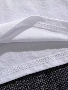 Camiseta casual para hombre, 100 % algodón, con un moderno estampado gráfico, perfecta para ir al gimnasio y un regalo ideal para cualquier entusiasta del fitness. Ligera y transpirable, de manga corta para el verano. - Blanco - Ver 3