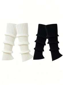 1 Pair Women's Autumn/Winter Knitted Leg Warmers, Cable Knit Layering Socks, Wool Warm Leg Covers For Boots, Girlfriend Christmas Gift2PCS4PCS6PCS - Multicolor - View 2