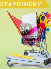 Decora tu vida elegante | Decoración realista de carrito de compras de color acero, sirve tanto como organizador de tocador como un accesorio lindo para el juego de roles de los niños, agrega diversión a cualquier rincón. - Multicolor - Ver 6