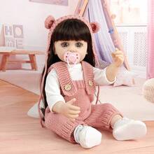 1 pièce Poupée Reborn de 22 pouces, poupée de simulation en vinyle mignonne et complète. Jouets de mode à habiller, cadeaux de Noël, cadeaux d'anniversaire - Rose bonbon - Voir 9