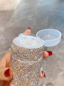 1 pieza Botella dispensadora de 100ml recargable de lujo con cristales de rinoceronte para desmaquillante y tónico, envase cosmético portátil amigable para viajes