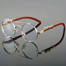1 Piece Unisex Round Glasses - Metal Frame With Leopard Print Detail Hinges,  Gradient PC Lenses, Fashionable Sports Design Suitable For Street Photography And Gifts,  Glasses - 漸層粉紅色 - 查看 8