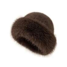 Winter Thick Warm Furry Beanies Hat Women Fashion Imitation Mink Fur Russian Cap Solid Color Plush Brimless Cap Brimless Ski Hat Hair Sleep Cap - Multicolor - View 16