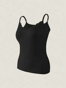 Women's Lace Patchwork Ribbed Camisole, Suitable For Autumn/Winter, Suitable For Casual And Formal Occasions - Comfortable Shaping, Elegant Solid Color Design