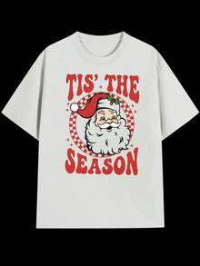 Camiseta de algodón con estampado de Papá Noel a cuadros para niños pequeños, ideal para Halloween y Navidad, con gráficos en negro. Descripción del estilo: Camisetas divertidas de fiesta de Halloween y Navidad para niños pequeños a la moda: estampado de Papá Noel a cuadros, ropa de verano/otoño para niños pequeños, camiseta de manga corta con cuello redondo, camisetas modernas, divertidas, con estampado de camuflaje, camisetas locales para niños pequeños, camisetas Mas Tour para niños pequeños, preadolescentes, adolescentes y niños pequeños. Ropa de Halloween y Navidad para niños pequeños. - Blanco - Ver 3