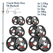Shark Power Gear Tri Grip Weight Plates (Pair & Sets) – Compatible With 2 Inch Barbell (4ft / 5ft / 6ft / 7ft) – Full Home Gym Strength Kit - A - Ver 35