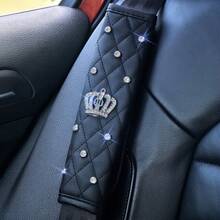 1/2pcs Shoulder Pads With Rhinestones For Car Belts, Shoulder Protection, And Car Interior Accessories.