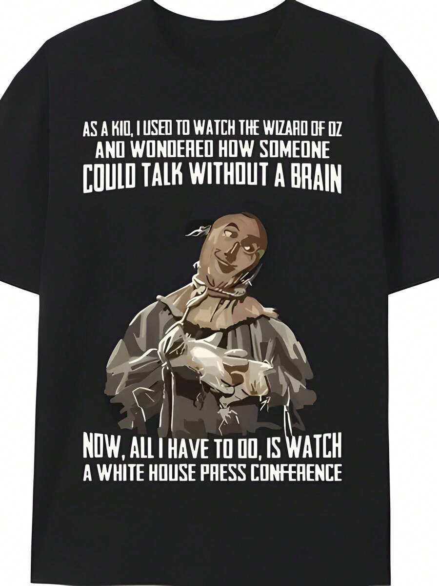 Men's Plus Size Funny Graphic T-Shirt - 100% Cotton, Breathable & Comfortable Loose Fit, Short Sleeve Round Neck, Casual Humor Tee With Wizard Of Oz Quote, Black, PLUS SIZE - màu đen - Xem 1