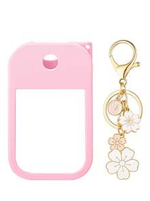 2pcs/1pc (30ml) Hand Sanitizer Spray Bottle Protective Case, 26 Cherry Blossom Letter Pendant, Silicone Spray Bottle Anti-Drop Anti-Collision Protective Cover, Keychain Design, Easy To Carry For Travel, Can Be Hung On Bags, Keys Or Children's Backpacks, Wear-Resistant, Waterproof, Reusable Protective Cover Suitable For Hand Sanitizer Spray Bottle, Travel, Outdoor, Gifts, Halloween Gifts, Christmas Gifts