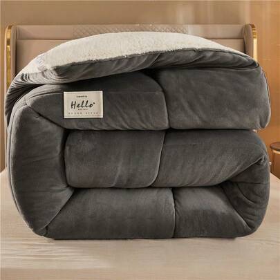 豪华厚冬季被子 - 超柔软超细纤维填充，适合所有季节的绗缝纯色羽绒被，可机洗 - 非常适合卧室、酒店和客房（不含枕套）