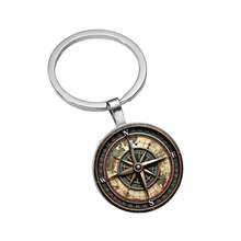 1 pieza Llavero con diseño de brújula plana 2D es el regalo perfecto para un marinero, regalo de cumpleaños - plata antigua - Ver 7