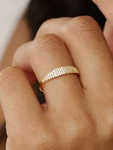 Fashionable Women's Wedding Ring, Pave Synthetic Cubic Zirconia Wedding Band, Delicate Handcrafted Pave Ring, Anniversary Gift, Women's Pinky Ring