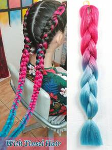 24英寸巨型辫子接发，合成编织假发，非洲渐变色卡尼卡隆假发，适用于编发。24英寸巨型辫子接发，合成编织假发，非洲渐变色卡尼卡隆假发，适用于编发。合成巨型编织假发，渐变彩虹色接发，巨型钩针编织假发，节日发饰。 - 彩色 - 查看 43