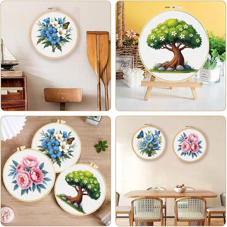 1 套刺绣入门套件，适合初学者，印花十字绣装饰图案，7.87x7.28 英寸 DIY 手工刺绣套装，包含图案、线、箍、针、说明，是万圣节、感恩节、情人节、圣诞节、生日的理想礼物 - 彩色 - 查看 7