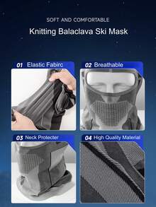 One-Piece Knitting Balaclava Ski Mask For Men Women,Cold Weather Thermal Face Mask For Skiing,Snowboarding,Motorcycle - Multicolor - View 8