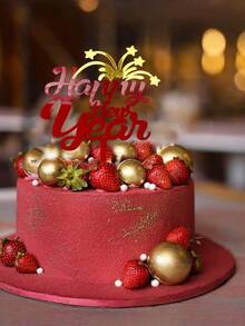 6 قطع من أعلى الكعكة لعام 2026 الجديد، ديكورات كعكة أكريليك للاحتفال برأس السنة الجديدة، أعواد حلوى لامعة باللونين الأحمر والذهبي، لتزيين الكعك في عيد الميلاد والأعياد