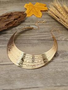 Alloy Floral Choker With Short Length And Exaggerated Design, Women's Punk Style Accessory - 金黃色 - 查看 5