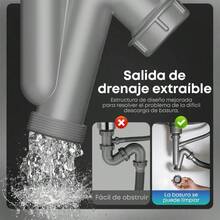 Kit de drenaje de fregadero de cocina de un tazn, kit de drenaje de fregadero de ahorro de espacio, kit de drenaje de fregadero de cocina universal - plateado + doble cañón - Ver 8