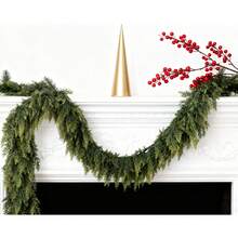 1PC Artificial Christmas Cedar Garland Green Faux Cedar Pine Garland For Fireplace Indoor Outdoor Fake Plants For Home Decor, Wedding Decor, Wedding Table Decorations, Autumn Home Decor, Room Decor, Balcony Decor, Kitchen Decor, Dining Room, Bedroom Accessories, Living Room Decor, Party Decorations, Halloween Decor, Christmas Decoration, Birthday Party, Wall Decor, House Decor, Birthday Gifts Pumpkin Vase Arden Decor