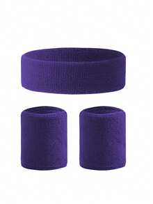 1 套户外运动头带和腕带，吸汗头带和腕带，跑步排汗头带，健身腕部保护，纯色吸汗带，弹性吸汗带，适用于网球、篮球、跳绳、跑步、登山、骑自行车和其他健身运动，男女通用 - 彩色 - 查看 12