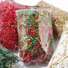 100g Papel Crepom Ondulado para Caixa de Presente e Enchimento de Cesta, Decorado com Diferentes Elementos de Feriado (Halloween, Natal, Aniversário, Casamento, etc.) e Lantejoulas, Adequado para Preencher Diversos Presentes - Multicolorido - Visão 4