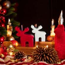 1 Set Christmas Candle Set (Base + Candle), A Cute Deer-Shaped Tea Candle. As A Gift, This Is A Handmade Candle Suitable For Decorating At Christmas Parties Or For Festive Decorations On The Dining Table At Home. - Multicolor - View 7