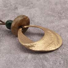 1 件时尚金色扭曲水滴吊坠波西米亚风格长毛衣项链，女士珠宝礼物 - 扭紋水滴金黃色 - 查看 5