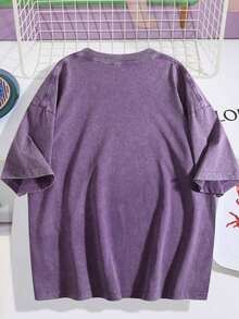 Summer Tops2026EWH Vintage Distressed, Meteor Print T-Shirt, Short Sleeved, Loose Fit, Short Sleeved TopDG0004summer Clothes - Purple - View 2
