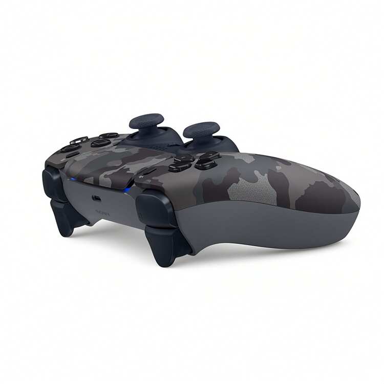 PlayStation Mando inalámbrico DualSense para PS5 con gatillos adaptativos y retroalimentación háptica, funcionamiento inalámbrico, experiencia de juego mejorada, color rojo cósmico - camuflaje gris oscuro - Añade 3