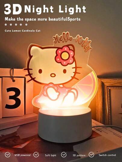 Sanrio زجاجة إضاءة ليلية من 'هالو كيتي' بمفتاح بصري ضوء دافئ، هدية إبداعية ضوء أجواء، تعمل بالطاقة من USB لحفلات عيد الميلاد وغرفة النوم وديكور المكتب، هدية مثالية قطعة واحدة