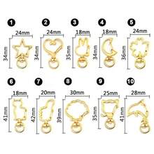QIAO 10Pcs Cute Metal MaterialKeychain Various Shapes Keychain Accessories Heart Star Moon Flower Dog Cat Key Chain For Keys Bags Women Gifts