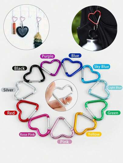 Heart-Shaped Carabiner, Aluminum Alloy Spring Clip Keychain, Self-Locking Key Chain Clip, Suitable For Fishing, Hiking, Travel, Home, Running, Adventure And Camping Activities