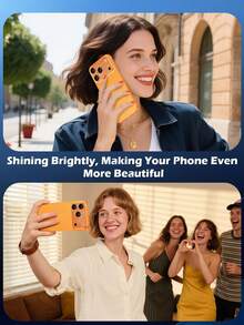 1pc Camera Lens Protector Film, Compatible With IPhone 17 Pro Max/17 Pro, Ultra-Clear Tempered Glass With Shiny Diamond Texture, 9H Scratch-Resistant, Easy Installation, Bright Orange - Orange - View 4