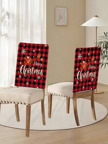 1/4/6/16pcs Christmas Chair Covers, Christmas Printed Pattern Linen Rectangular Dining Chair Back Decor, Suitable For Christmas Restaurant Dining Table Decoration - Multicolor - View 4