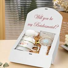 BoShahai 10 PCS Gift Boxes With Lids 10.6x7.8x3.1 Inch Kraft Paper Gift Box White With Ribbon Bridesmaid Proposal Box For Wedding Packaging Present Birthday Cupcake