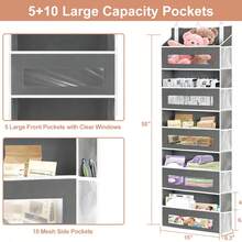 2 Packs 5-Tier Over The Door Storage Organizer With 10 Side Mesh Pockets, 48 Lbs Load Capacity, 3 Hooks Design, Hanging Organizer With Clear Windows For Bathroom, Bedroom, Nursery, Kitchen-Black - Màu Xám nhạt - Xem 2