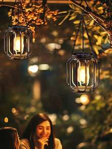 1 Đèn năng lượng mặt trời ngoài trời, Đèn treo năng lượng mặt trời bằng kim loại có móc, Đèn năng lượng mặt trời ngoài trời sáng và ấm áp, Đèn năng lượng mặt trời ngoài trời cổ điển, Thích hợp để trang trí sân vườn, hiên nhà, Chiều dài 35cm - Nhiều màu - Xem 5