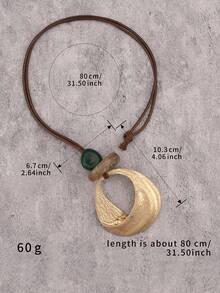 1 件时尚金色扭曲水滴吊坠波西米亚风格长毛衣项链，女士珠宝礼物 - 扭紋水滴金黃色 - 查看 4