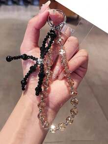 1pc Premium Crystal Phone Lanyard, Dainty Wrist Strap Phone Charm, Short Beaded Phone Case Chain For Outdoor, Travel, Gathering, Shopping, Universal Phone Hang Cord - 彩色 - 查看 10