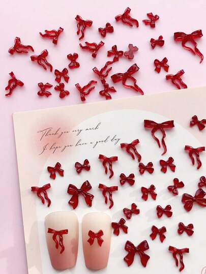 100 قطعة أظافر خريفية وشتوية، تصميم مختلط من فيونكات حمراء نبيذية لزخرفة الأظافر، DIY، منتجات الأظافر، أظافر حمراء، إكسسوارات الأظافر، تميمة الأظافر